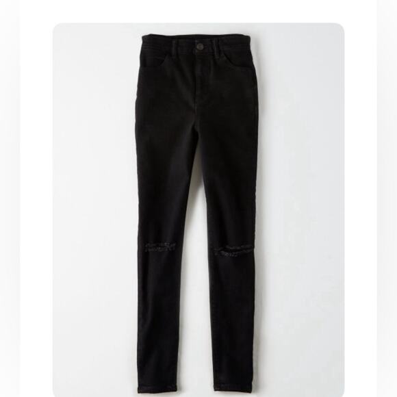 American Eagle black slash next level stretch super curvy high rise jeggings - Picture 6 of 6